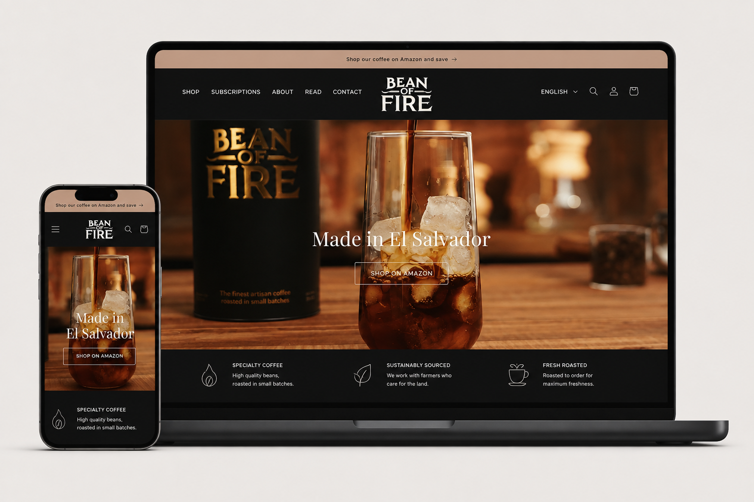 Bean of Fire Shopify e-commerce project